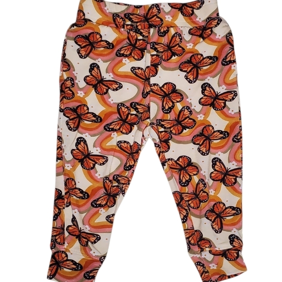 Posh Peanut Jogger Bottoms Orange Bowie Butterflies Baby Girls 6-12 Months - Picture 1 of 4